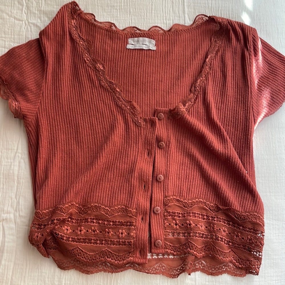 Orange cropped button up